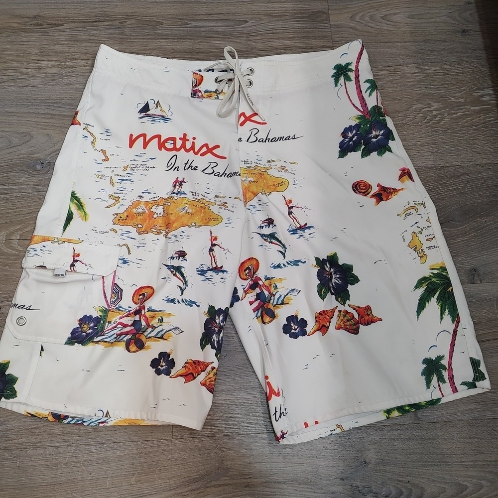 Matix Bahamas Unlined Swim Trunks Shorts Sz 34 Skateboard Coastal Core Vacation